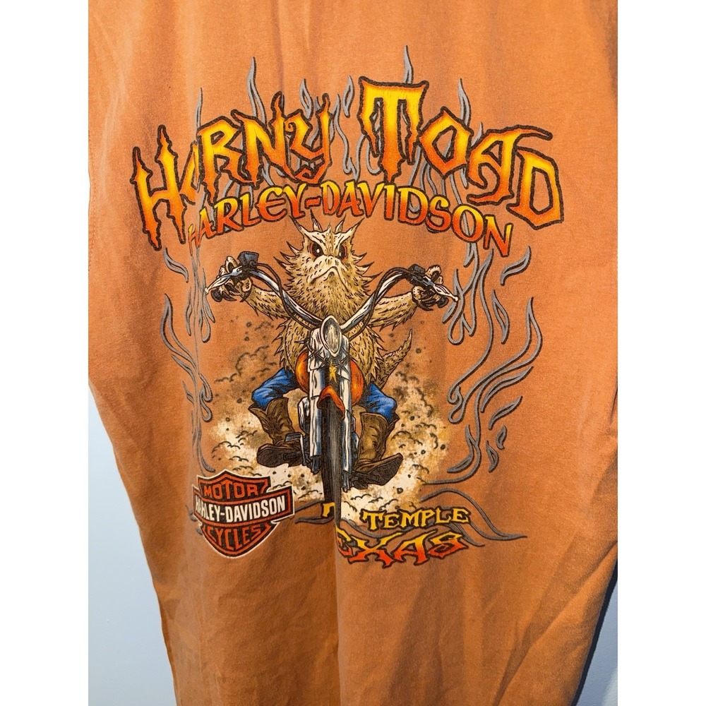 HARLEY DAVIDSON Men's Muscle T Shirt Horny Toad Temple TX 2006 Orange Size M